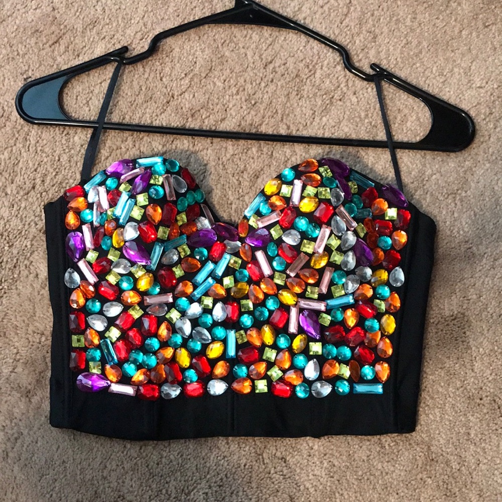 Jeweled cropped Corset